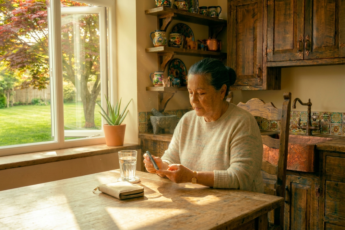 woman testing blood sugar level