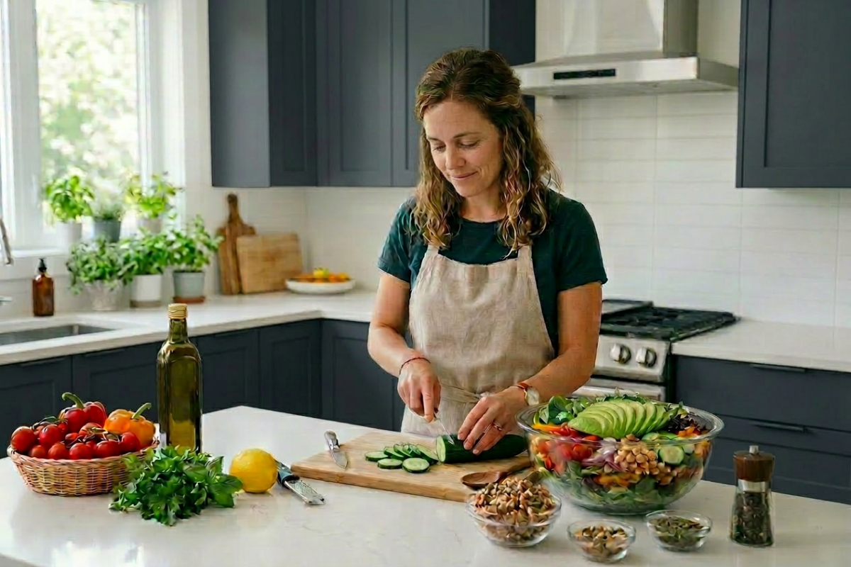 Heart Healthy (2) woman making a salad